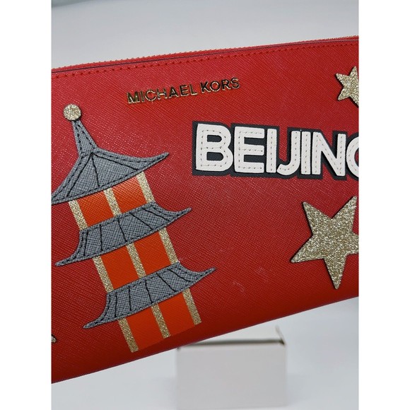 Michael Kors Limited Edition Illustrations Beijing City Zip Jet Set Clutch $128 - Picture 3 of 6